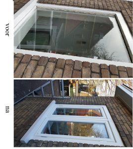 kozijn met vast glas voorzien van draairamen