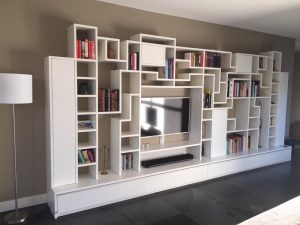 Design televisiekast gecombineerd met boekenkast